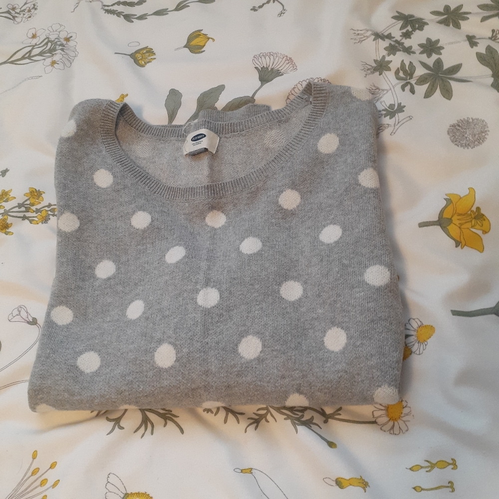 ❤ Old Navy Grey Polka Dot Sweater size S